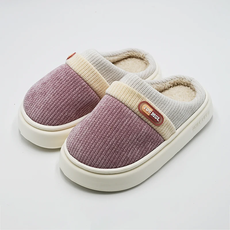 Corduroy Thick Striped Cotton Slippers