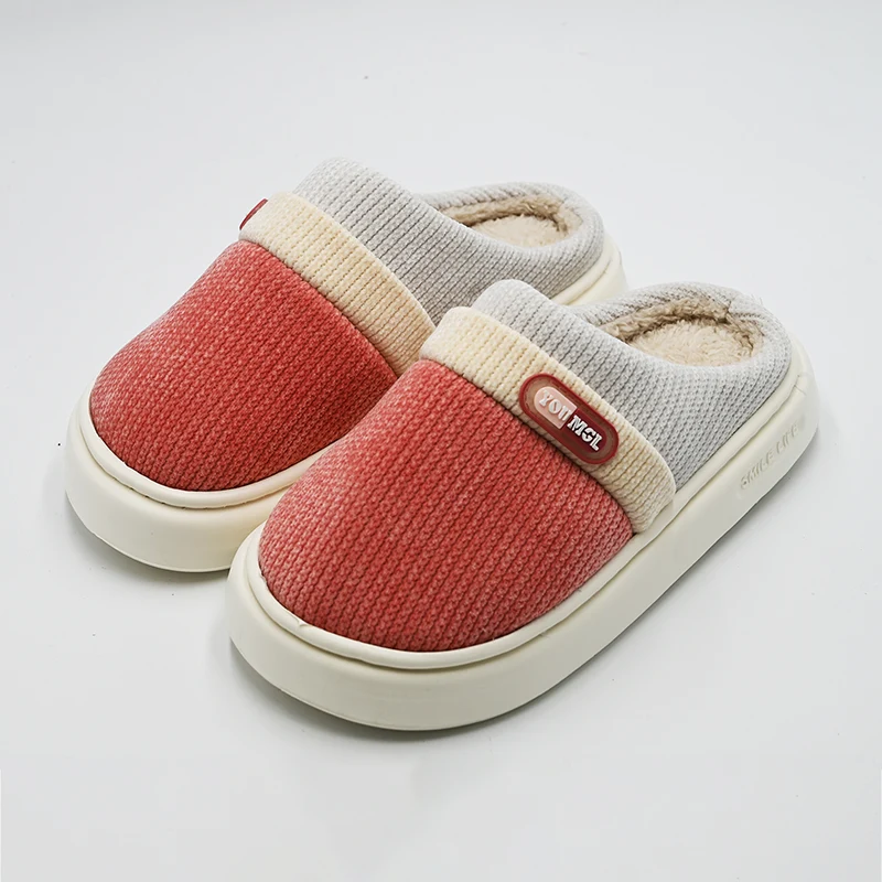 Corduroy Thick Striped Cotton Slippers