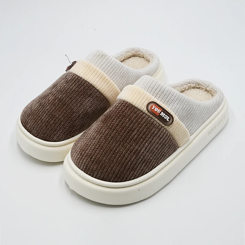 Corduroy Thick Striped Cotton Slippers