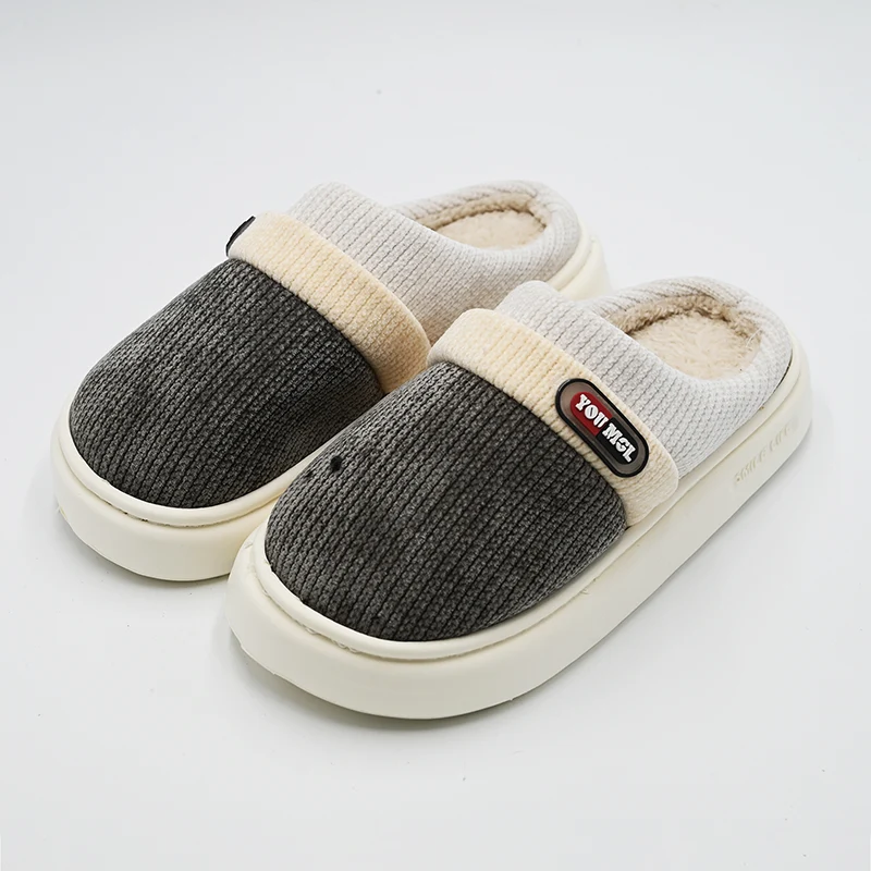 Corduroy Thick Striped Cotton Slippers